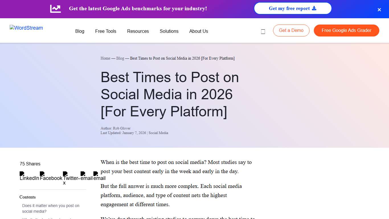 Best Times to Post on Social Media in 2026 [For Every Platform] WordStream