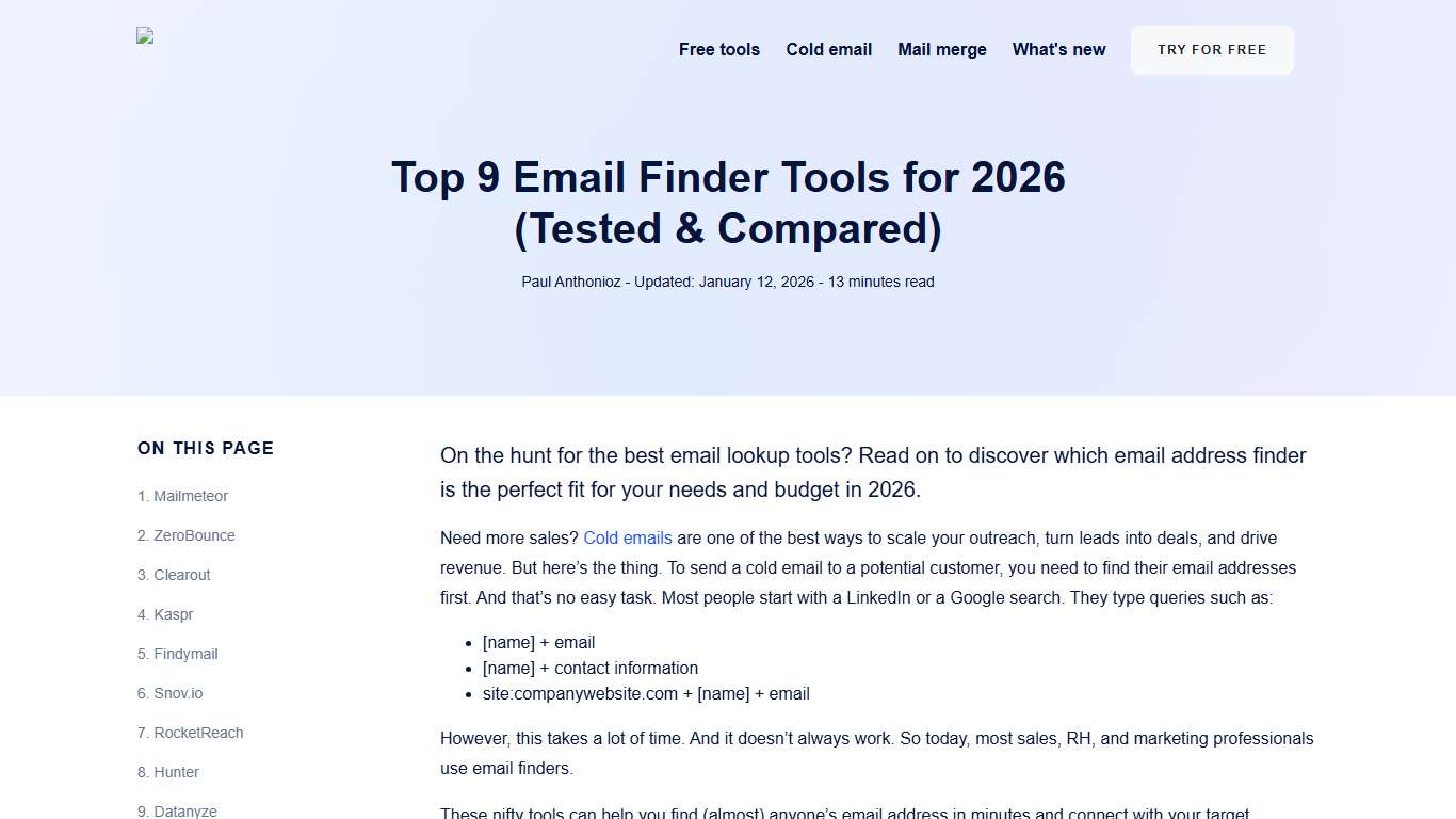 Top 9 Email Finder Tools for 2026 (Tested & Compared)